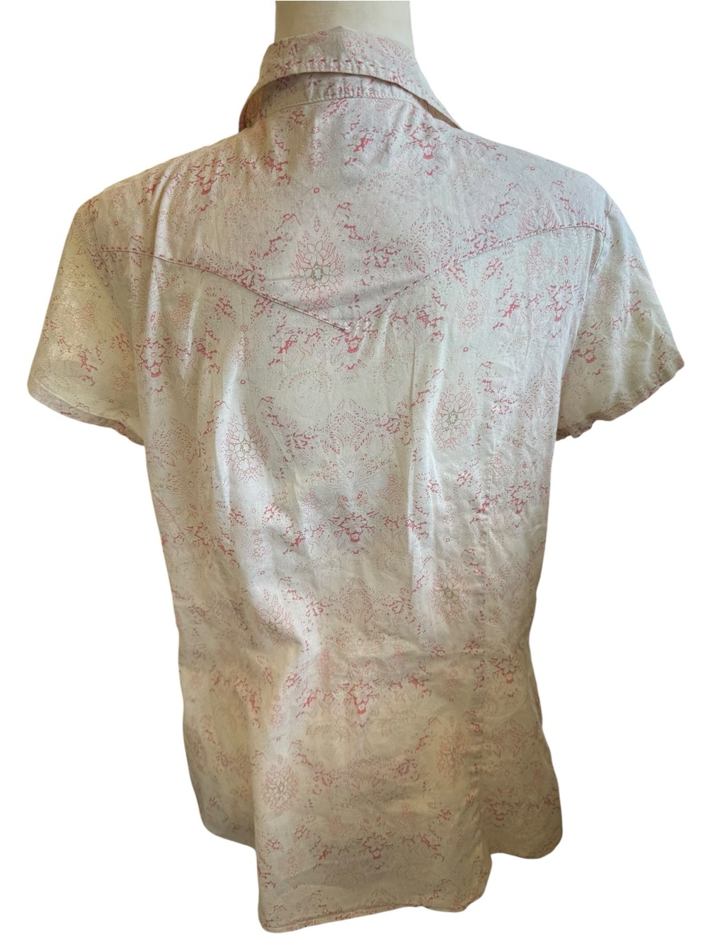 Vintage Cowboy Western Floral Button-Up Short Sleeve Blouse - Picture 4 of 11